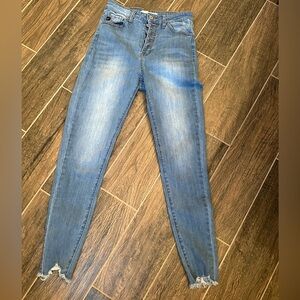 KanCan High Rise Super Skinny Raw Hem Blue Jeans